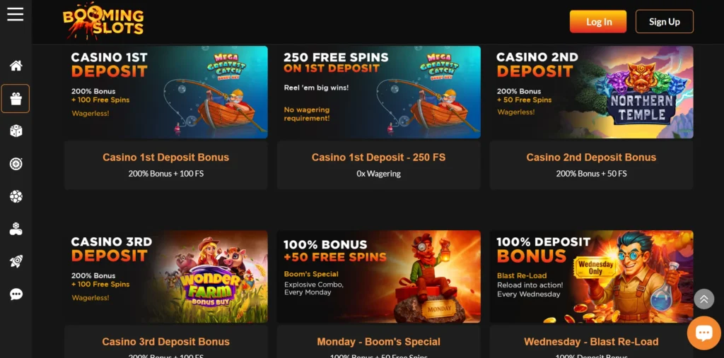 Booming Slots promotions.